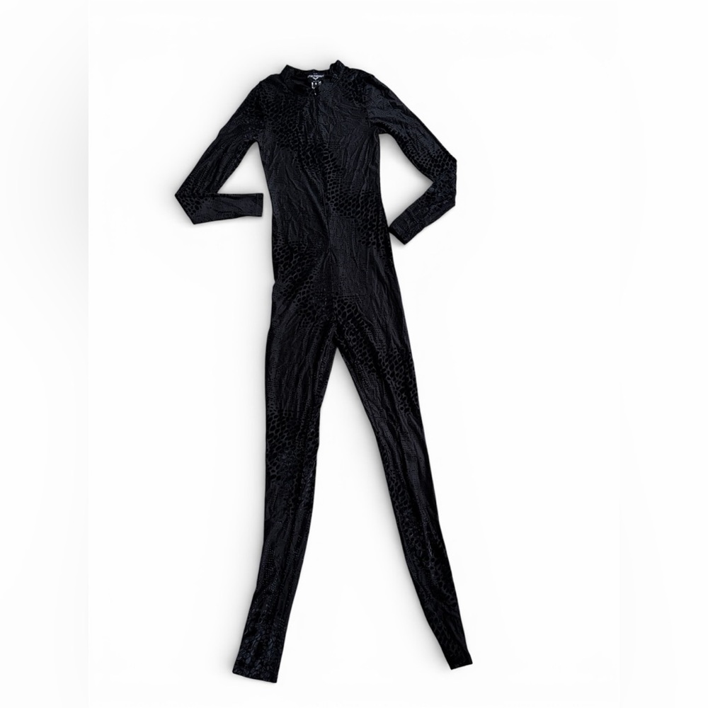 NWOT Spirithoods Black Snakeskin Burnout Velvet Full Bodysuit - Picture 4 of 6